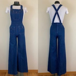 Vintage Denim Wide Leg Flare Overalls